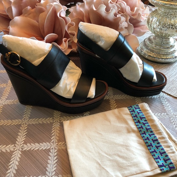 Tory Burch Selby Leather Wedge - Sz 6.5 - NEW 🖤 - Picture 4 of 11